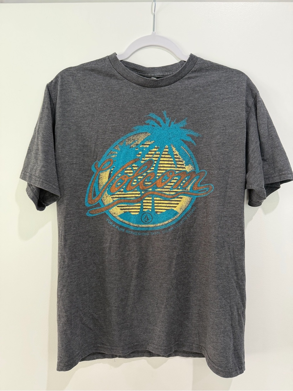 Volcom Gray Short-Sleeve Tee with Turquoise & Yellow Graphic
